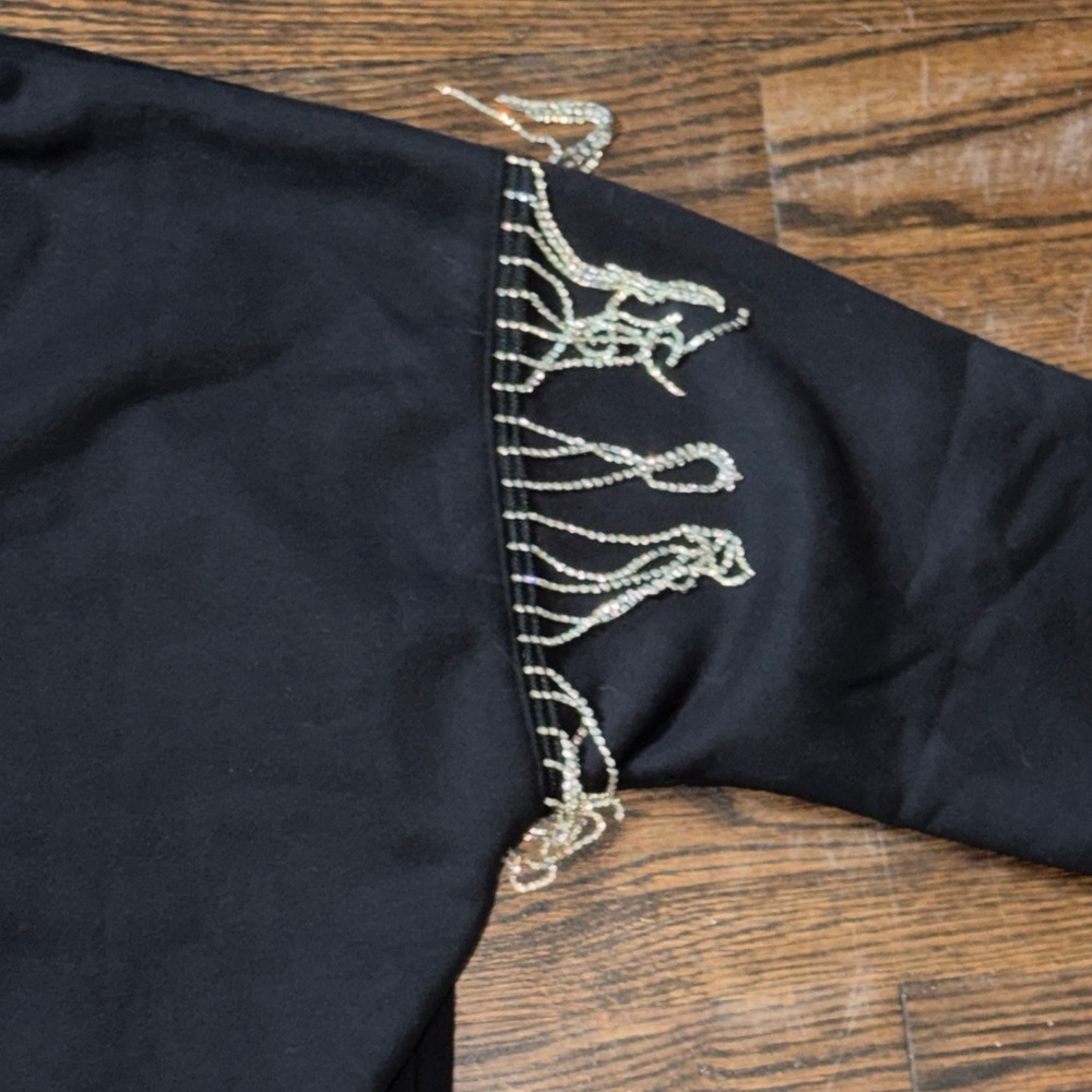 Skies are Blue Sweatshirt with Rhinestone Beaded Sleeves - Picture 7 of 9